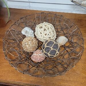 Decorative Woven Basket with Shell Accents(3-16)(c)